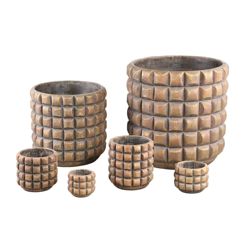 PTMD Wiliam Bloempot - 40x40x40 cm - Cement - Bruin
