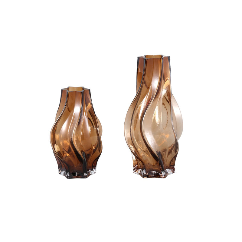 PTMD Florence Vaas - 16x16x24 cm - Glas - Bruin