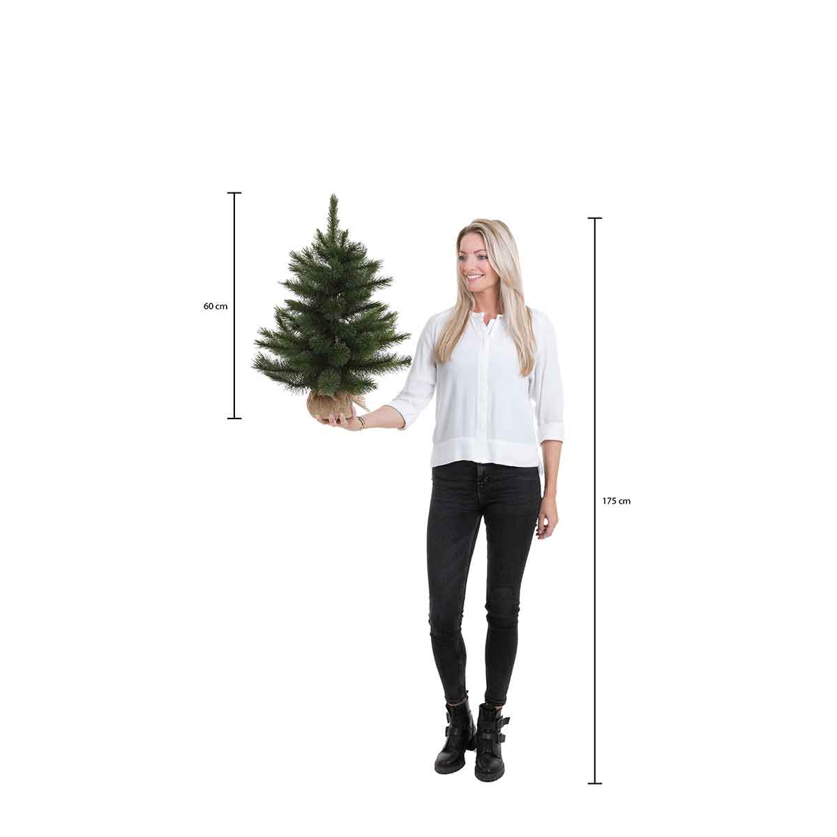 Black box led kunstkerstboompje met jute lawson fir - 60x40 groen
