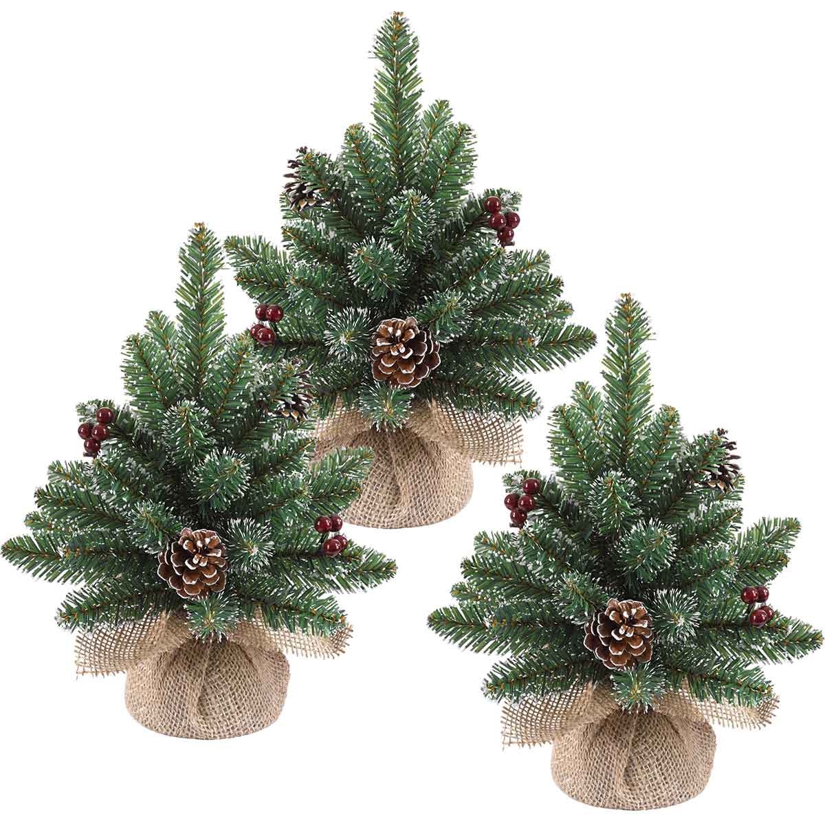 Black Box kunstkerstboom met jute derby - 30 x 20 cm - GROEN