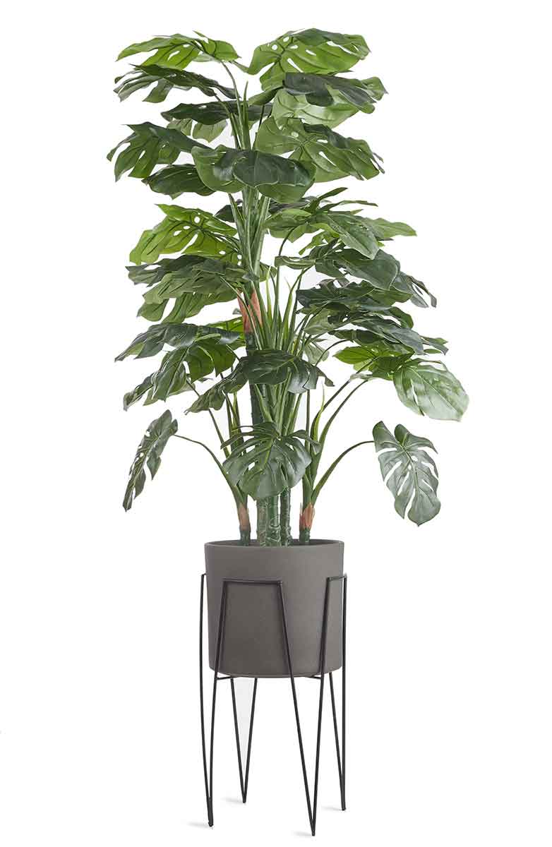 Mica Decorations Era Bloempot - 26x28 cm - Keramiek - Grijs - 4 Stuks