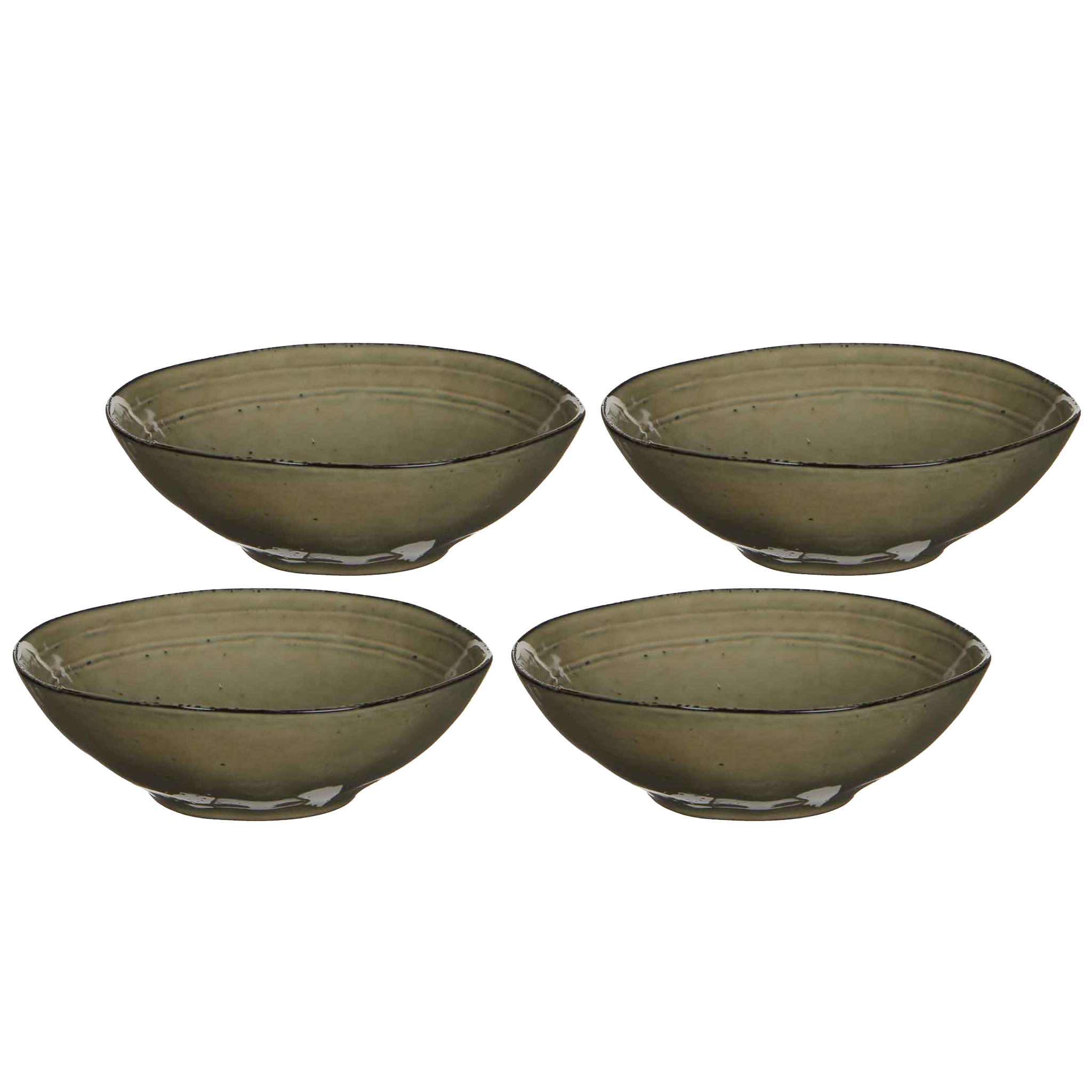 Mica Decorations Tabo Schaal - 6 x 20 cm - Keramiek - Creme - 4 Stuks
