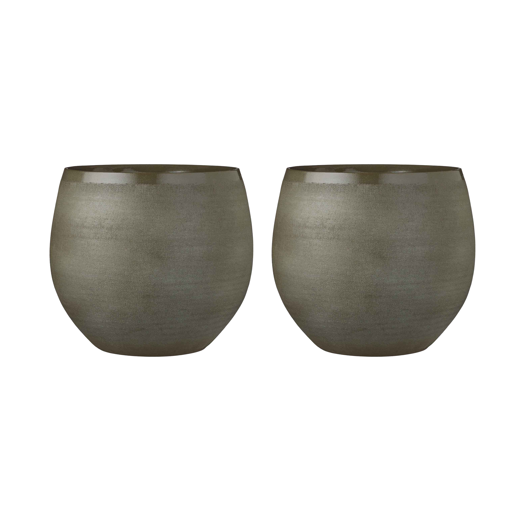 Mica Decorations Douro Bloempot - 28x33cm - Keramiek - Groen - 2 Stuks