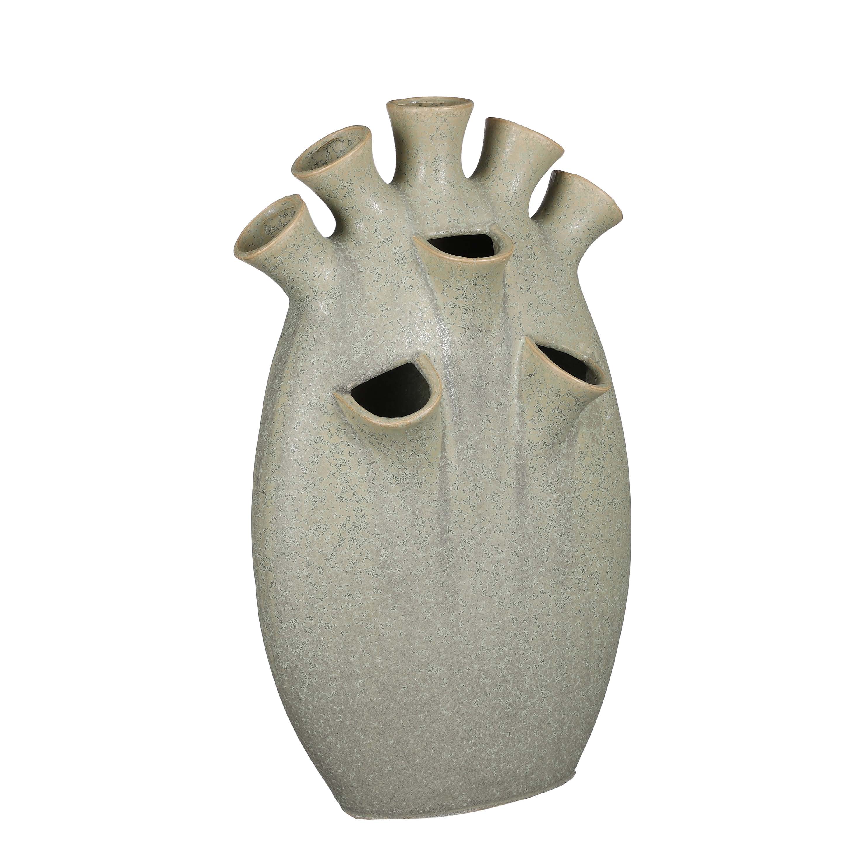 Mica Decorations Saul Tulp Vaas - 25 x 15,5 x 42 cm - Keramiek - Groen
