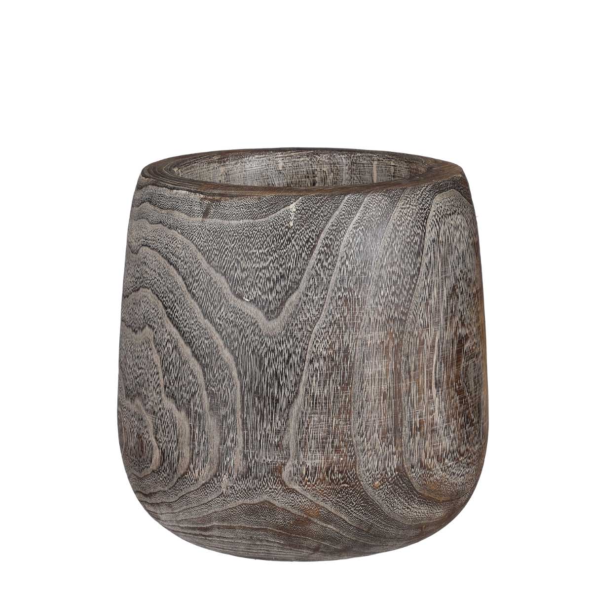 Mica Decorations Boris Ronde Bloempot - H31xØ31 cm - Paulownia Hout