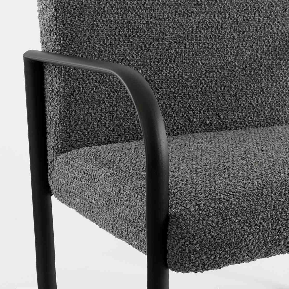 Mica Decorations Symon Stoel - 72x69x81 cm - Polyester - Donkergrijs