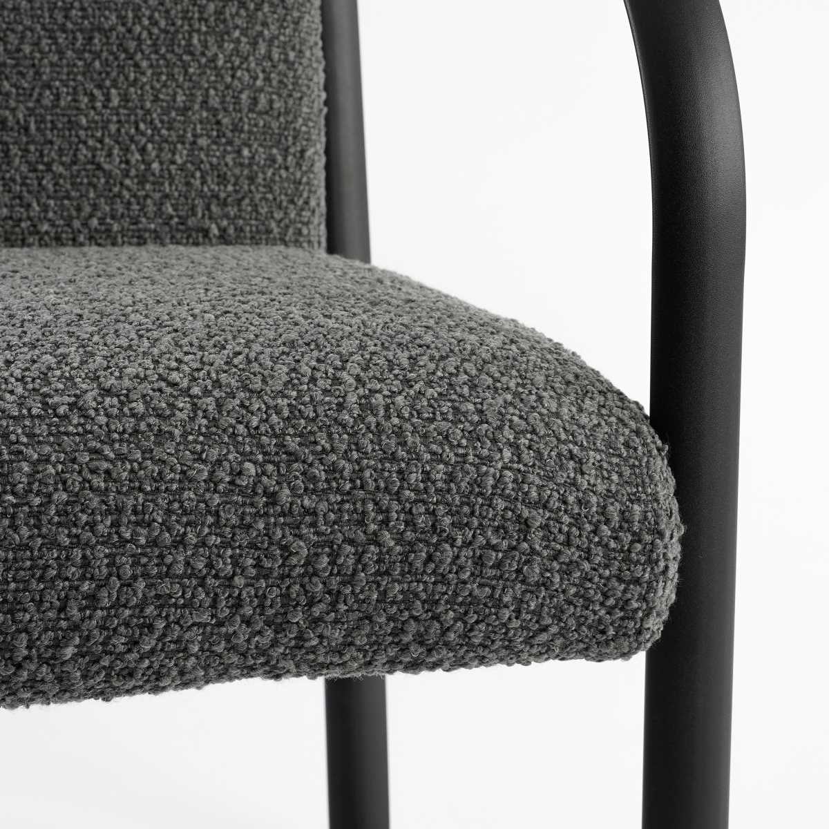 Mica Decorations Symon Stoel - 72x69x81 cm - Polyester - Donkergrijs