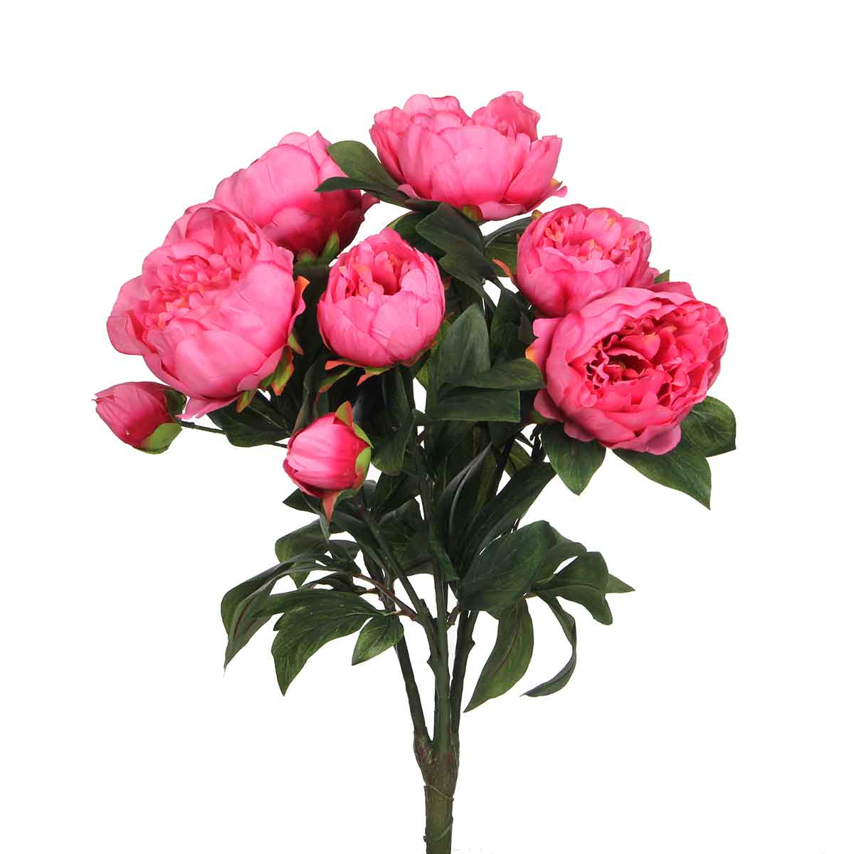 Mica Decorations Pioenrozen Kunstboeket - H55 x Ø40 cm - Donkerroze