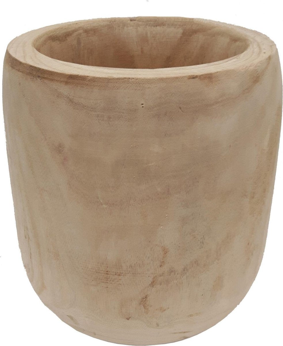 Mica Decorations Pia Bloempot - H31 x Ø31 cm - Hout - Bruin