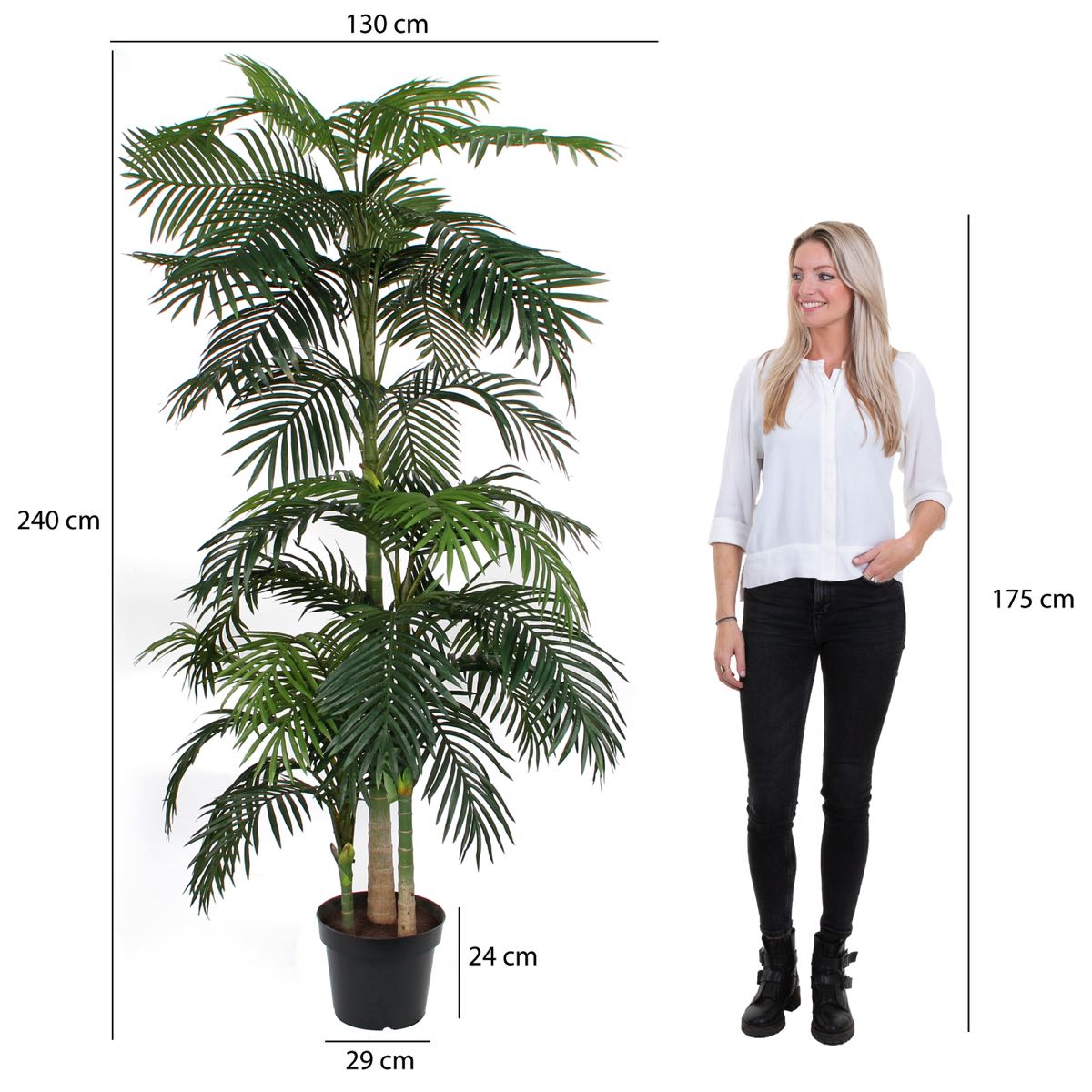 Mica Decorations Areca Palm Kunstplant - H220xØ115 cm - In Pot - Groen