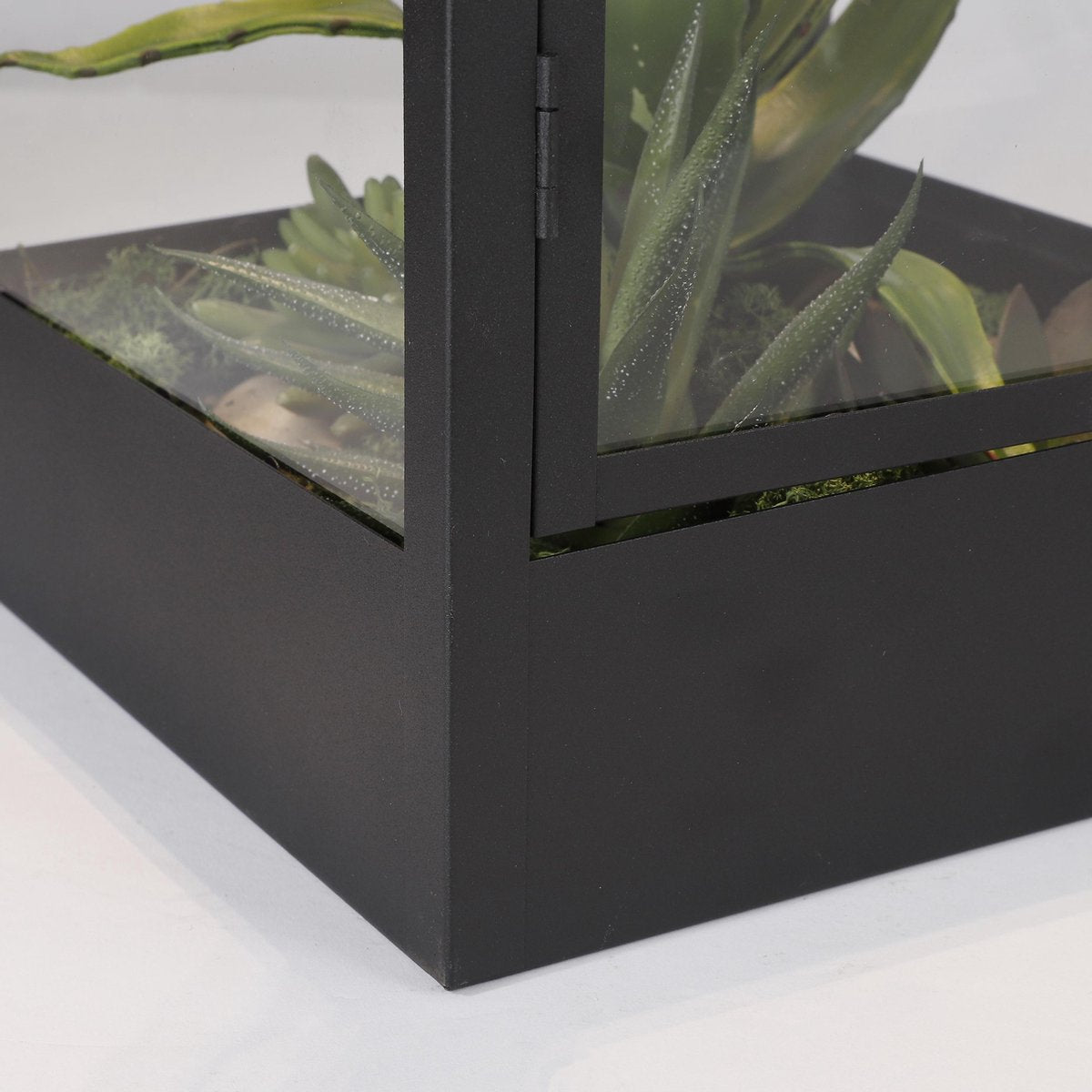 Mica Decorations Flint Lantaarn Plantenkas - 20x20x48 cm - Zwart