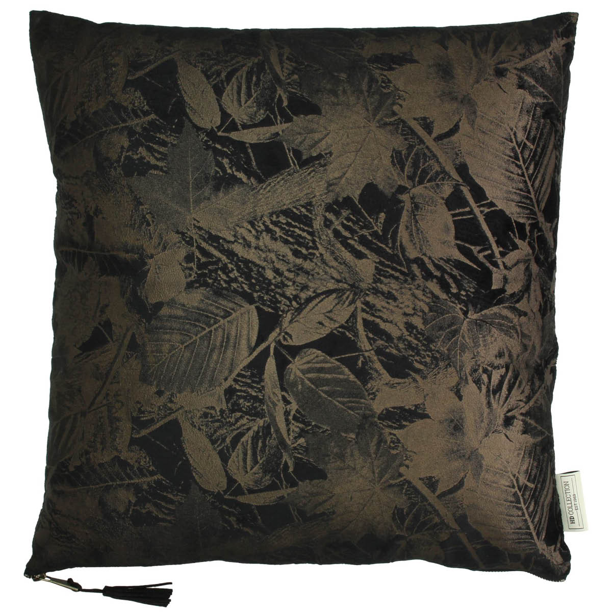SVJ Home Decorations Bladeren Kussen - 45 x 45 cm - Fluweel - Zwart
