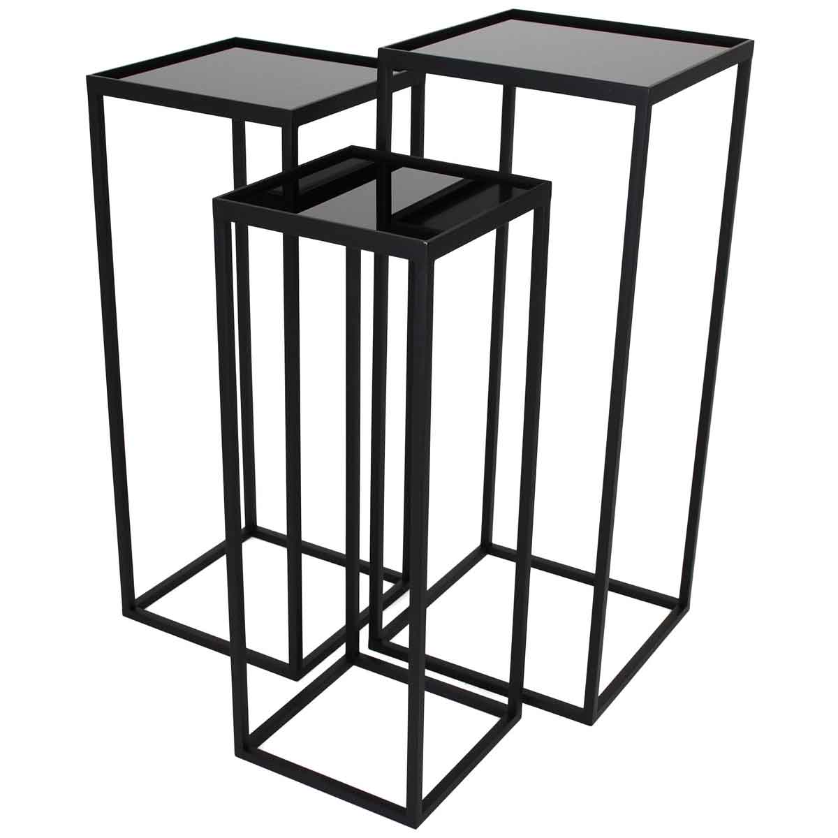 SVJ Home Decorations Mensa Tafelset - 31x31x75cm - Metaal Glas - Zwart