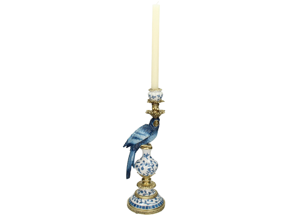 SVJ Home Decorations Vogel Kandelaar - 15 x 13 x 39 cm - Blauw