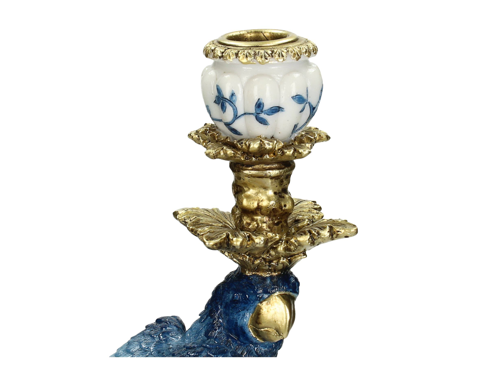 SVJ Home Decorations Vogel Kandelaar - 15 x 13 x 39 cm - Blauw