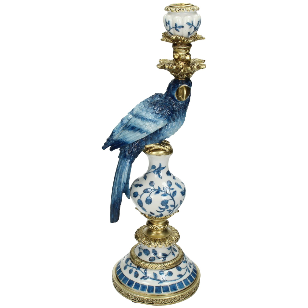 SVJ Home Decorations Vogel Kandelaar - 15 x 13 x 39 cm - Blauw