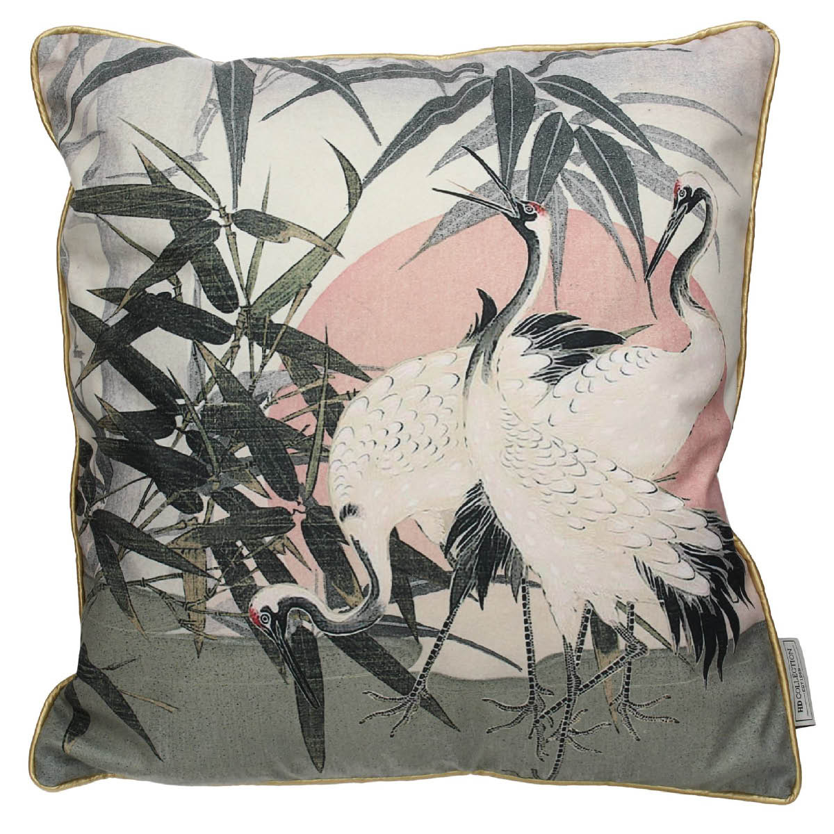 SVJ Home Decorations Kraanvogels Sierkussen - 45 cm - Fluweel - Roze