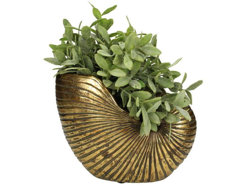 SVJ Home Decorations Schelp Bloempot - 25x13x19 cm - Polyresin - Goud