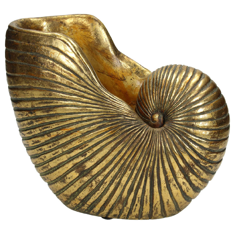SVJ Home Decorations Schelp Bloempot - 25x13x19 cm - Polyresin - Goud