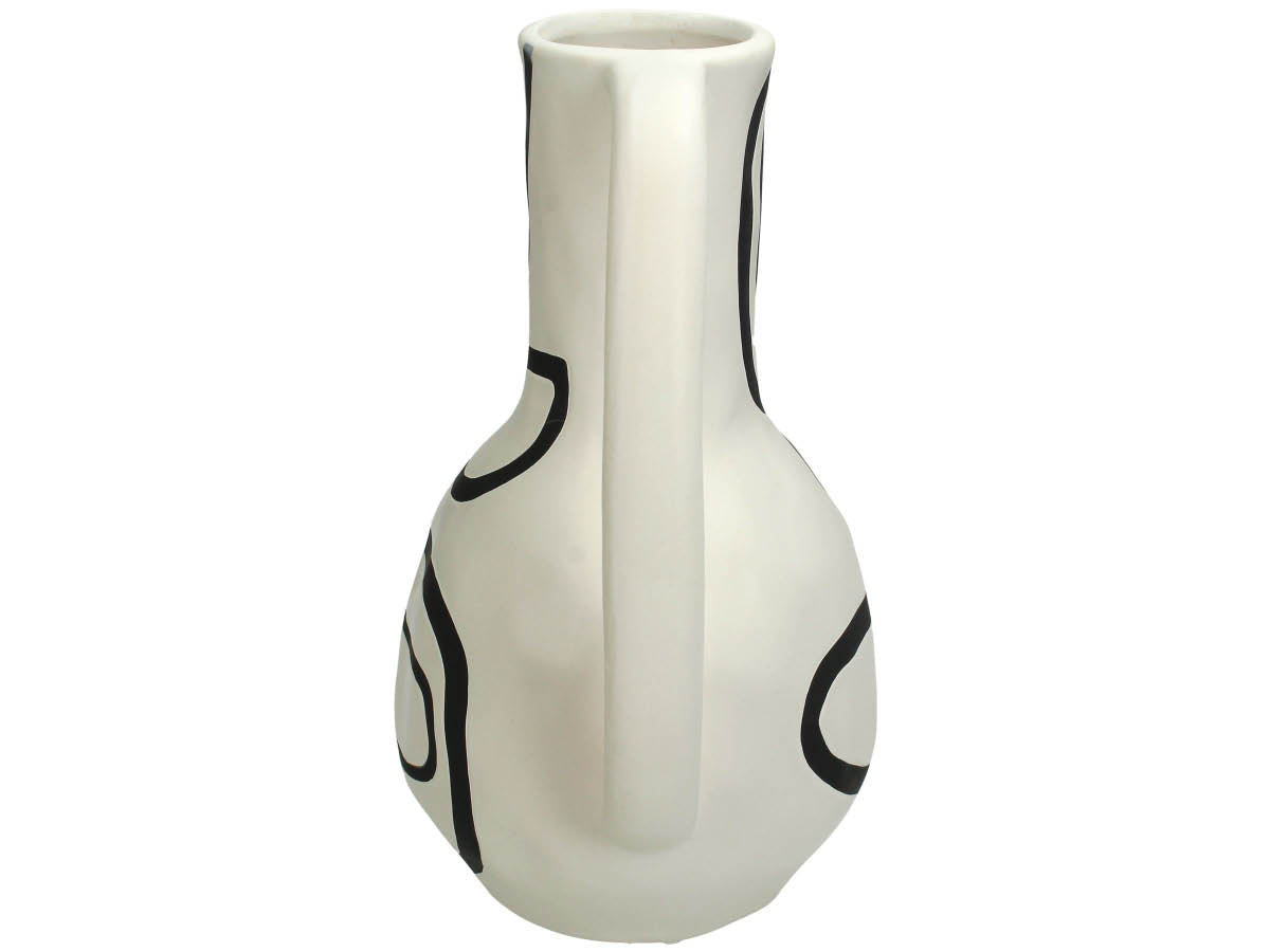 SVJ Home Decorations Fine Vaas - 19 x 15 x 27 cm - Aardewerk - Wit