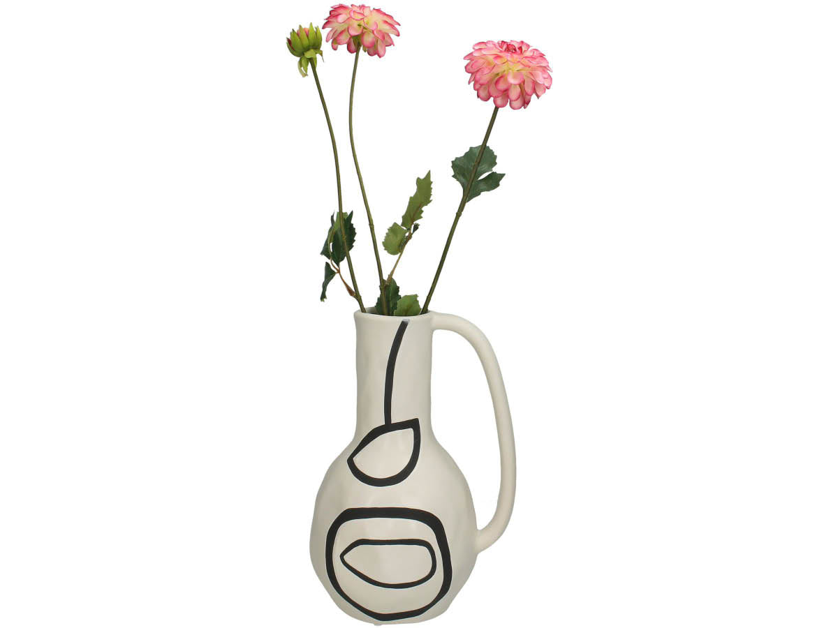 SVJ Home Decorations Fine Vaas - 19 x 15 x 27 cm - Aardewerk - Wit