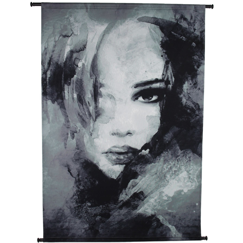 SVJ Vrouwengezicht Wanddecoratie - 105x136 cm - Velvet - Zwart/Wit