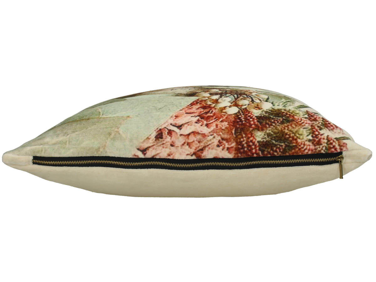SVJ Droogbloemen Sierkussen - 45x45 cm - Fluweel - Beige