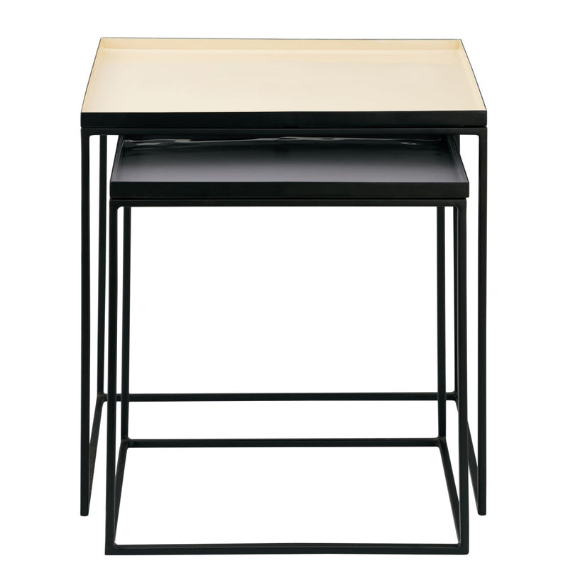 SVJ Bijzettafel Rechthoekig - 36x48x50 cm - Metaal - Beige - Set van 2