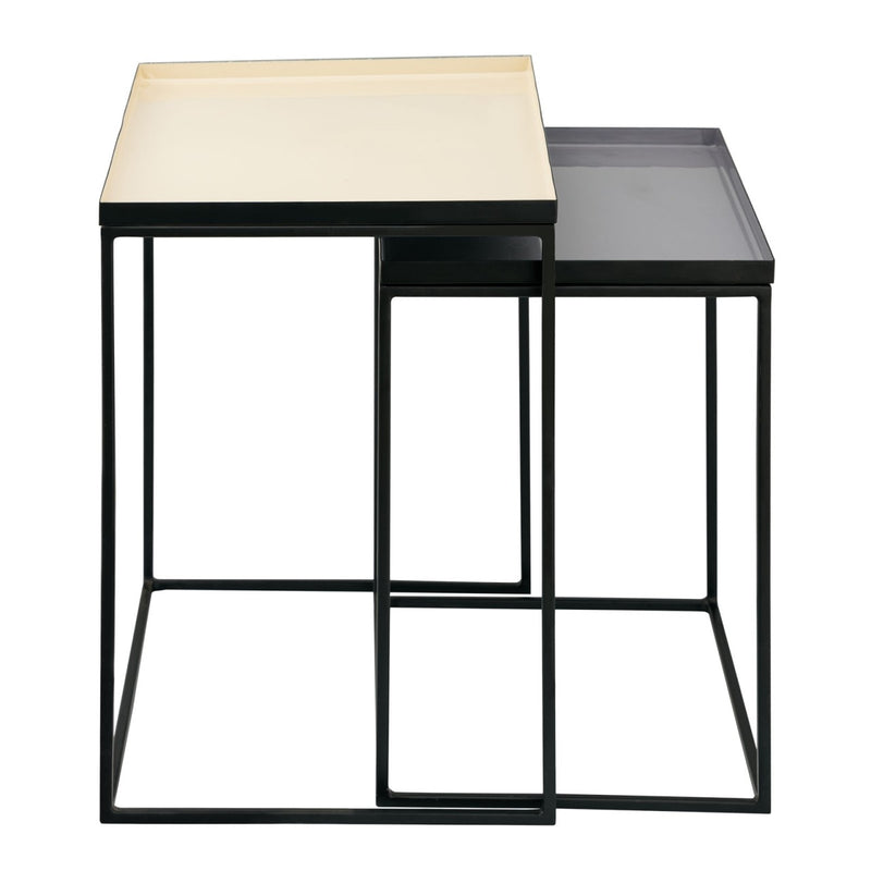 SVJ Bijzettafel Rechthoekig - 36x48x50 cm - Metaal - Beige - Set van 2
