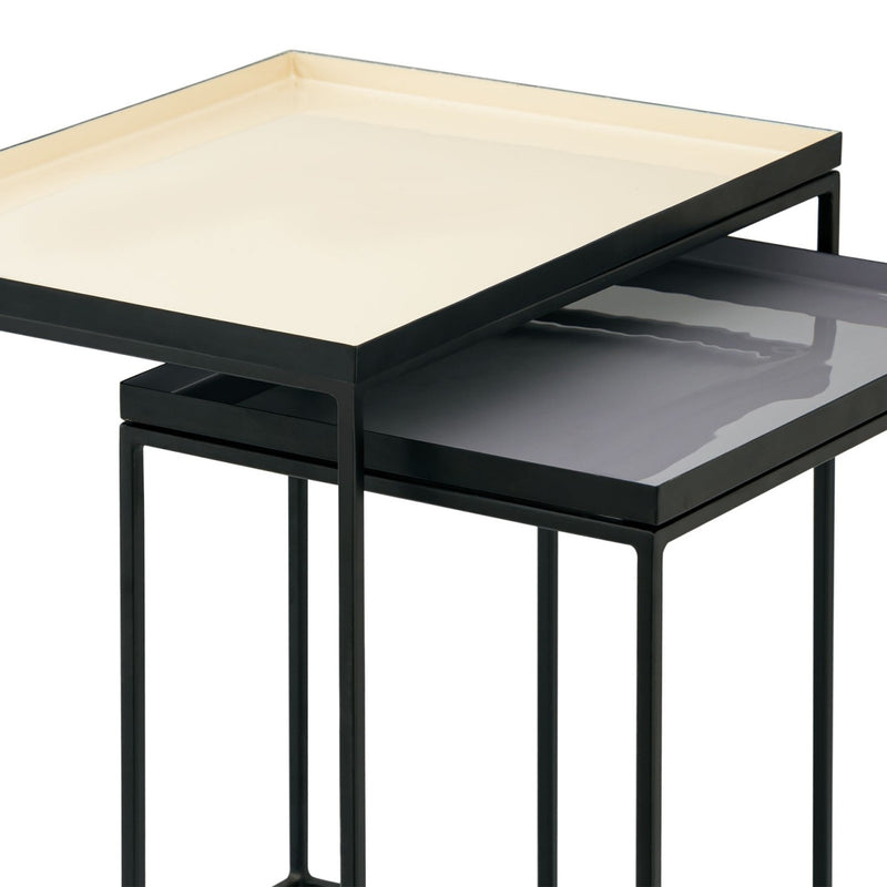 SVJ Bijzettafel Rechthoekig - 36x48x50 cm - Metaal - Beige - Set van 2