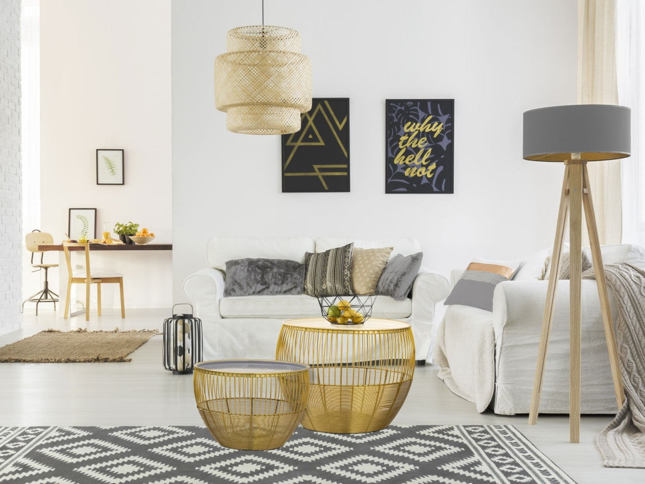 SVJ Salontafel Rond - 49x49x37 cm - Metaal - Zwart/Goud - Set van 2