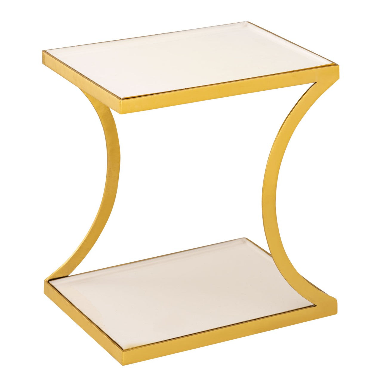 SVJ Bijzettafel Vierkant - 30 x 40 x 45 cm - Metaal - Wit/Goud