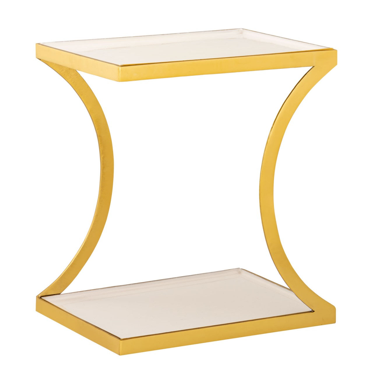 SVJ Bijzettafel Vierkant - 30 x 40 x 45 cm - Metaal - Wit/Goud