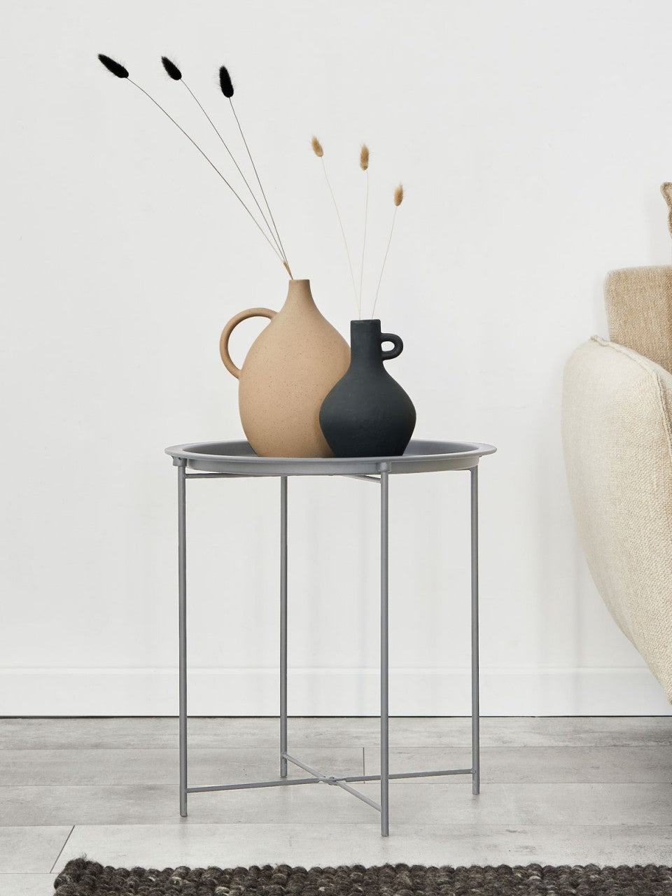 SVJ Bijzettafel Rond - 47 x 47 x 51 cm - Metaal - Lichtgrijs