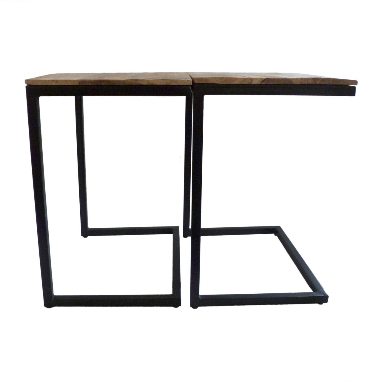 SVJ Bijzettafel Rechthoekig - 30x40x48 cm - Metaal - Zwart - Set van 2