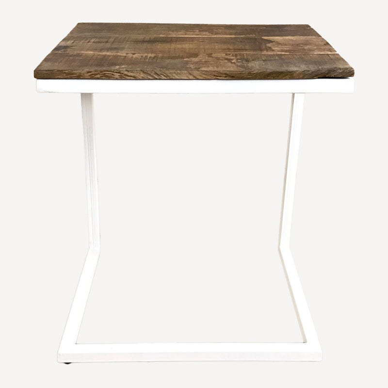 SVJ Bijzettafel Rechthoekig - 30x40x48 cm - Metaal - Wit - Set van 2