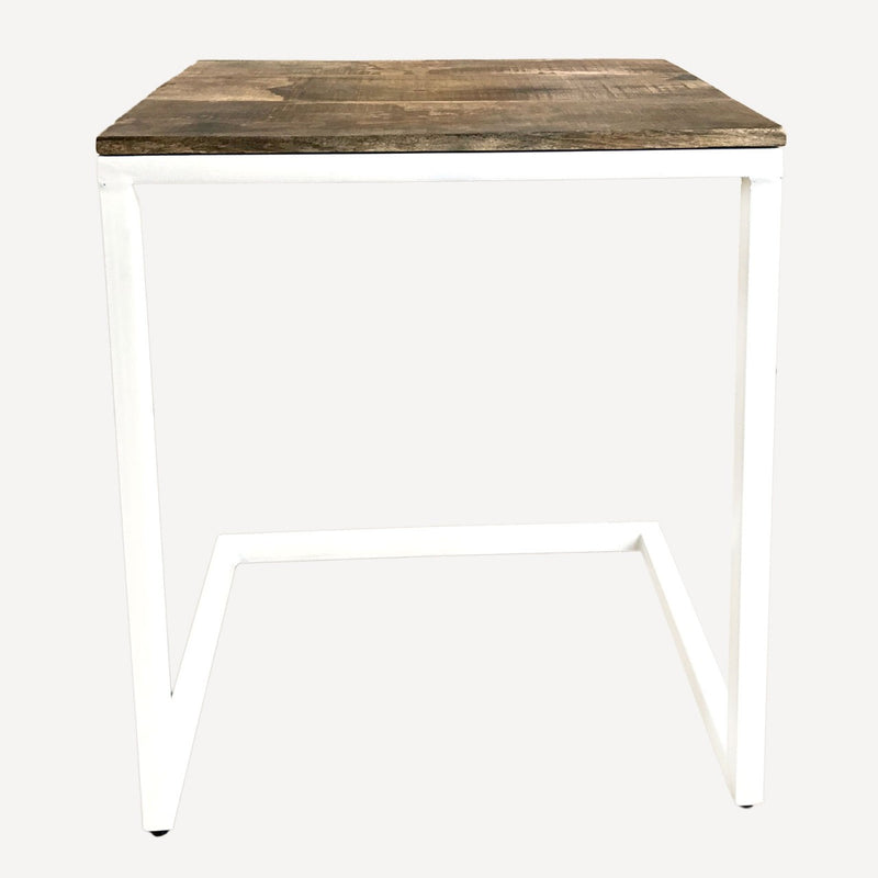 SVJ Bijzettafel Rechthoekig - 30x40x48 cm - Metaal - Wit - Set van 2