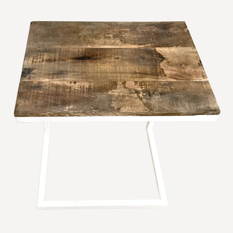 SVJ Bijzettafel Rechthoekig - 30x40x48 cm - Metaal - Wit - Set van 2
