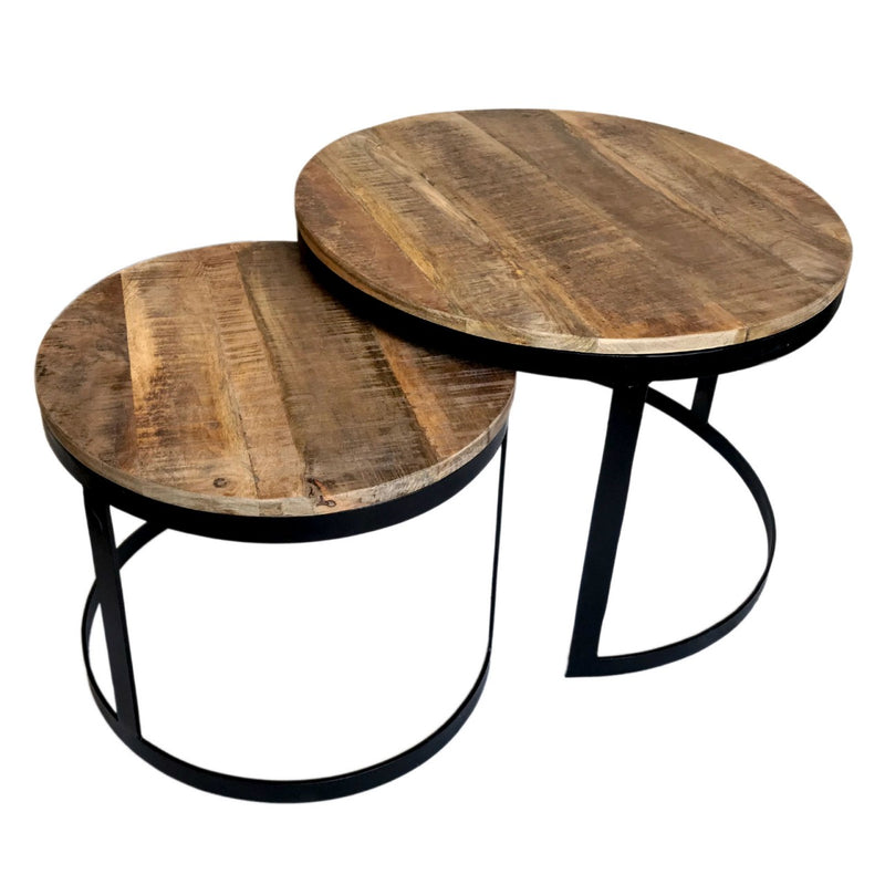 SVJ Salontafel Rond - 58 x 58 x 46 cm - Metaal - Zwart - Set van 2