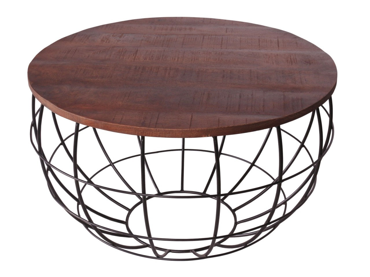SVJ Salontafel Rond - 75 x 75 x 47 cm - Metaal - Zwart/Bruin