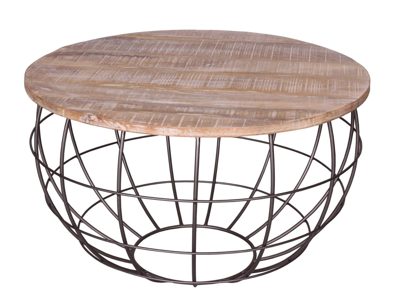 SVJ Salontafel Rond - 75 x 75 x 47 cm - Metaal - Grijs/Lichtbruin