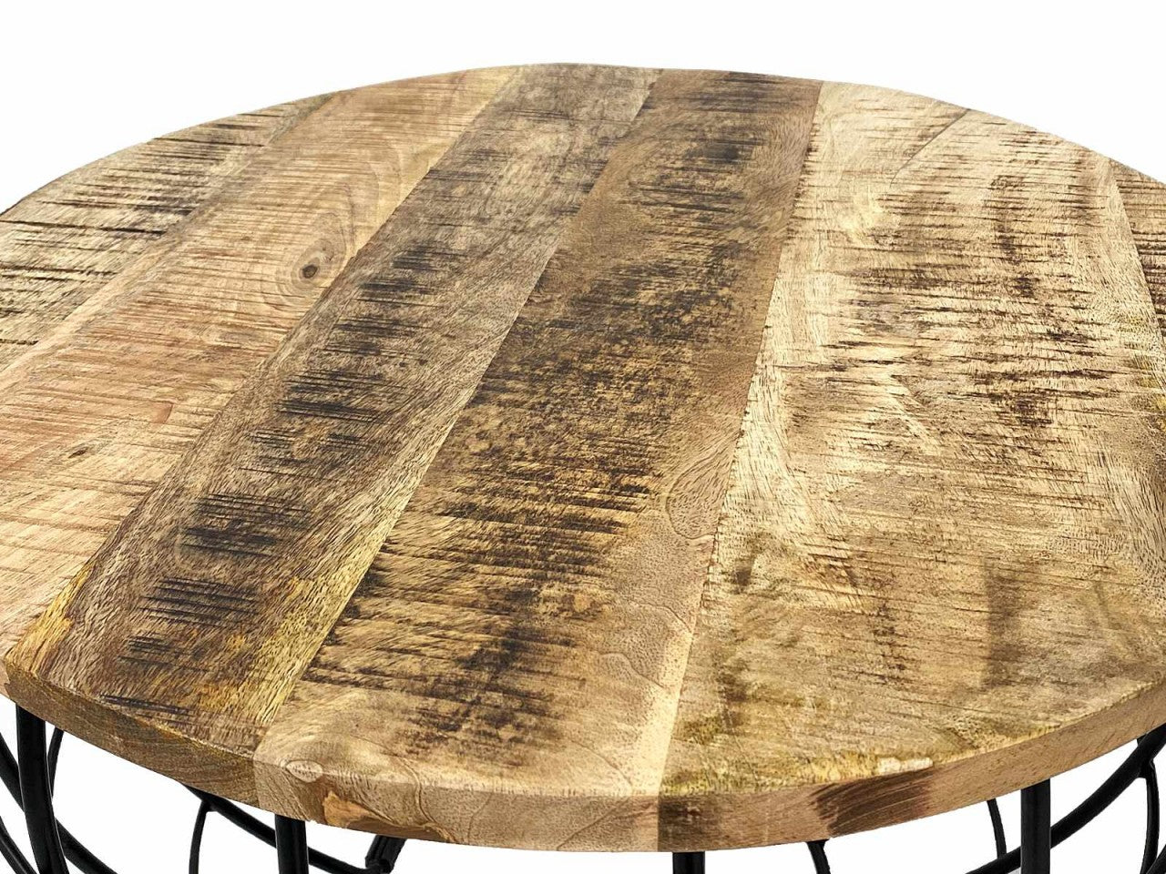 SVJ Salontafel Rond - 55 x 55 x 37 cm - Metaal - Zwart/Lichtbruin