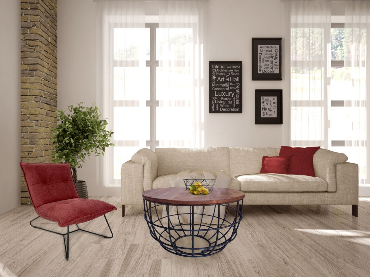SVJ Salontafel Rond - 75 x 75 x 47 cm - Metaal - Zwart/Donkerbruin