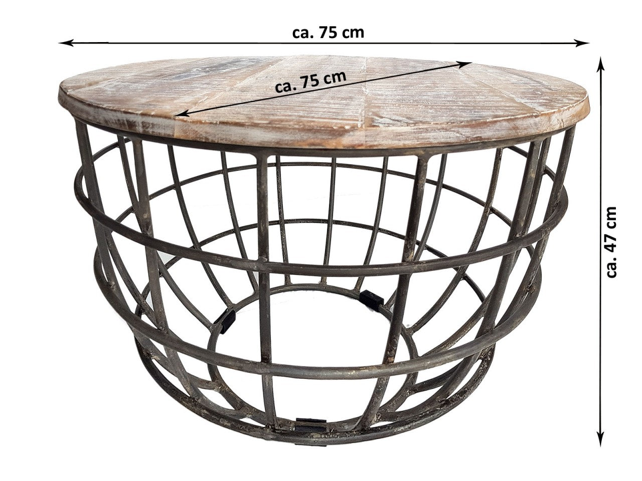 SVJ Salontafel Rond - 75 x 75 x 47 cm - Metaal - Zwart/Donkerbruin