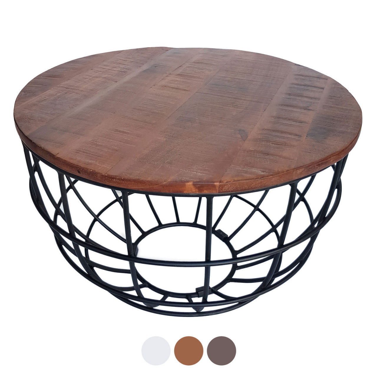 SVJ Salontafel Rond - 75 x 75 x 47 cm - Metaal - Zwart/Donkerbruin