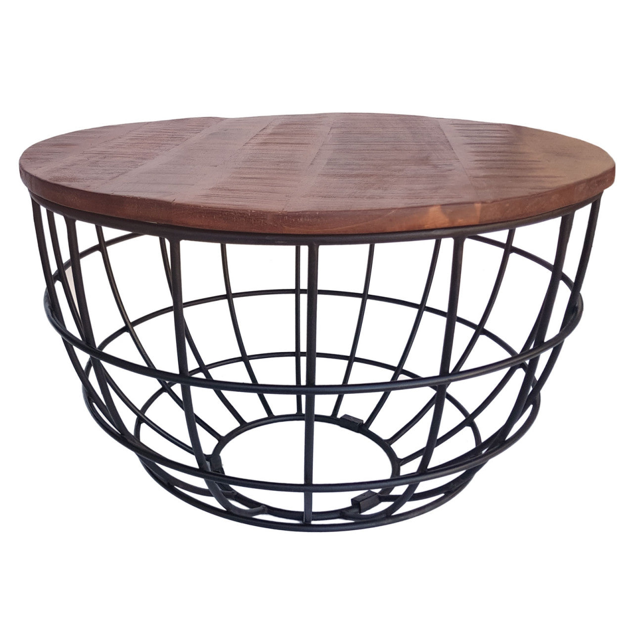 SVJ Salontafel Rond - 75 x 75 x 47 cm - Metaal - Zwart/Donkerbruin
