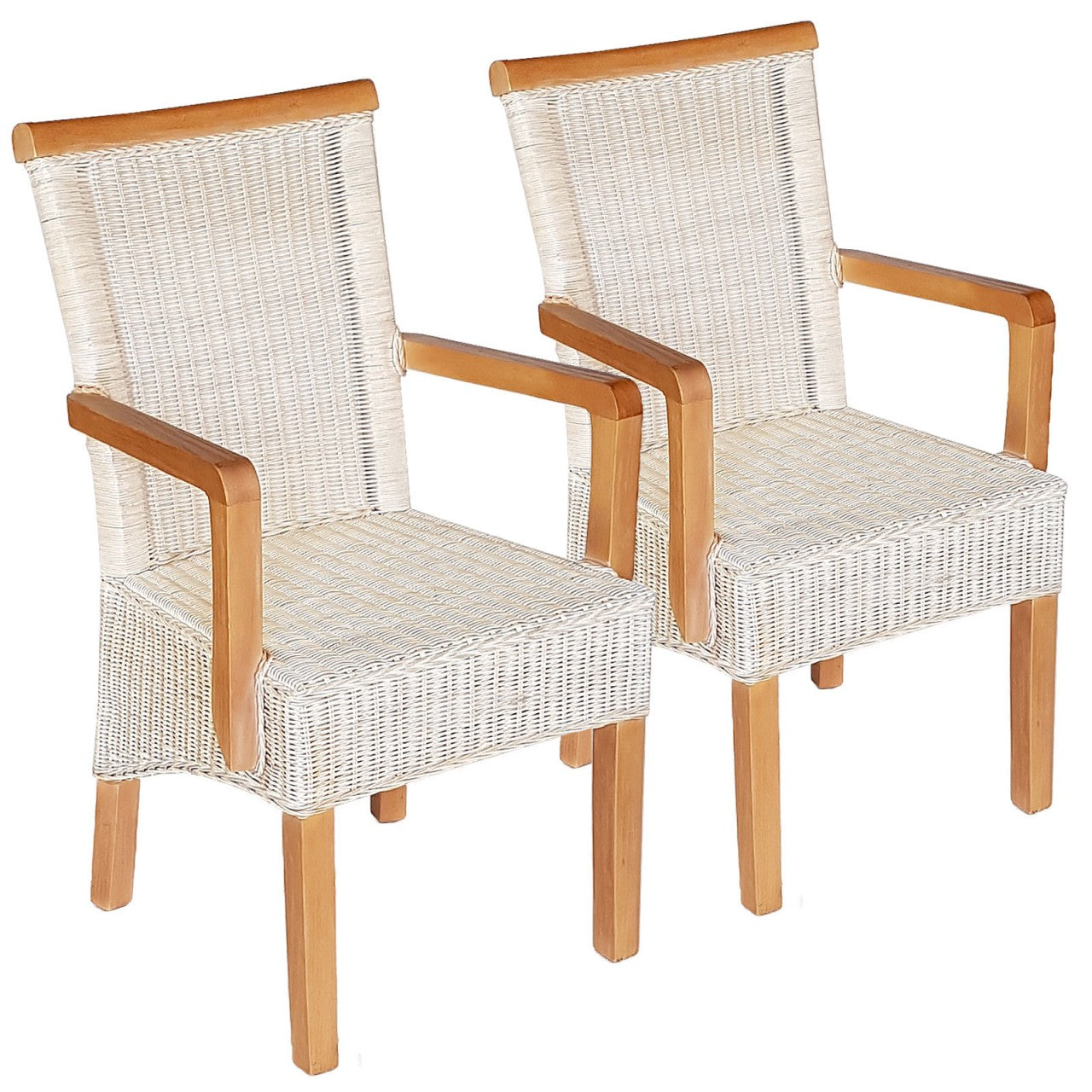 SVJ Eetkamerstoelen Rechthoekig - 47x54x97 cm - Wit/Bruin - Set van 2