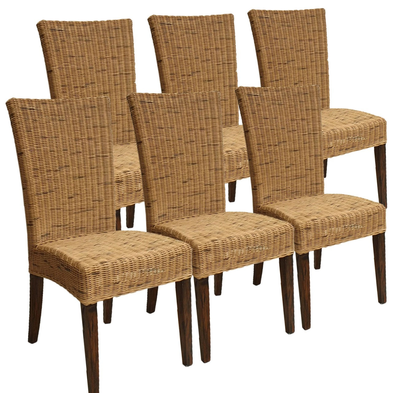 SVJ Eetkamerstoelen - 64x48x98 cm - Rotan - Lichtbruin - Set van 6