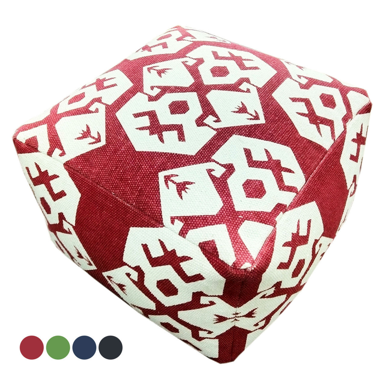 SVJ Poef Vierkant - 55 x 55 x 37 cm - Katoen - Rood