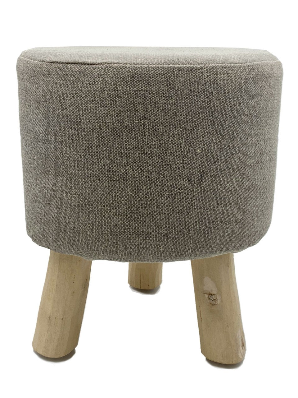 SVJ Kruk Rond - 35 x 35 x 45 cm - Teakhout - Lichtgrijs
